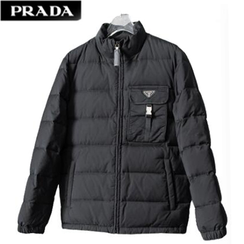 PRADA-11234 프라다 블랙 트라이앵글 로고 패딩 남성용