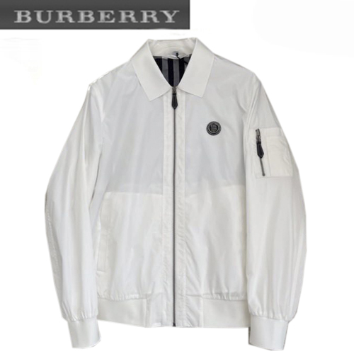 BURBERRY-02214 버버리 화이트 TB 패치 장식 바람막이 쟈켓 남성용