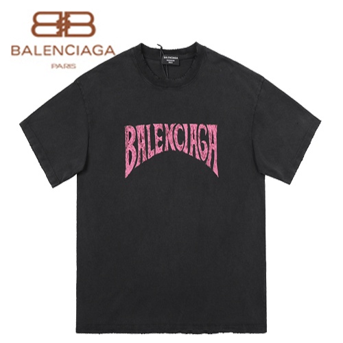 BALENCIAGA-04164 발렌시아가 블랙 프린트 장식 티셔츠 남여공용