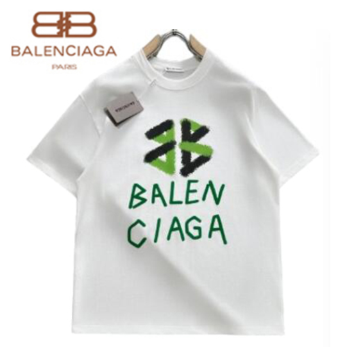 BALENCIAGA-04234 발렌시아가 화이트 프린트 장식 티셔츠 남여공용