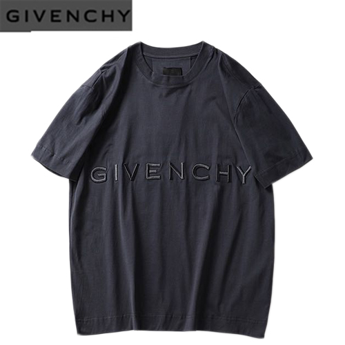 GIVENCHY-06074 지방시 블랙 아플리케 장식 티셔츠 남성용