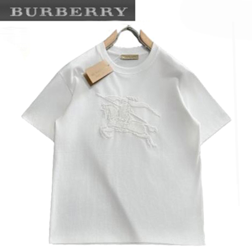 BURBERRY-04124 버버리 화이트 아플리케 장식 티셔츠 남성용