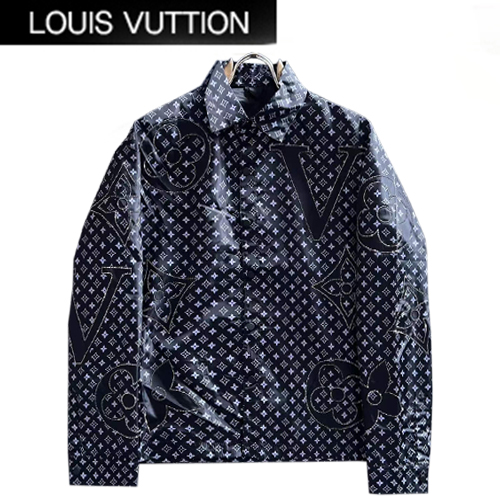 LOUIS VUITTON-02274 루이비통 블랙 모노그램 스터드 장식 셔츠 남성용