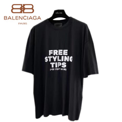 BALENCIAGA-05023 발렌시아가 블랙 프린트 장식 티셔츠 남여공용