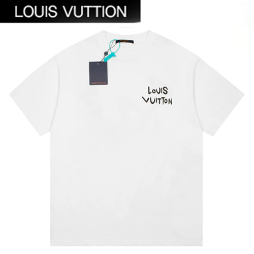 LOUIS VUITTON-07163 루이비통 화이트 프린트 장식 티셔츠 남여공용