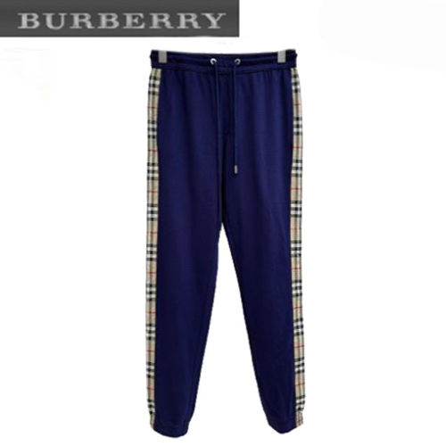 BURBERRY-03284 버버리 블루 체크 무늬 장식 스웨트팬츠 남성용