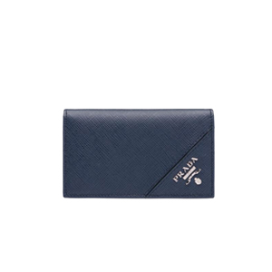 [스페셜오더]PRADA-2MC122 프라다 사피아노 가죽 메탈 로고 발틱 블루 카드 지갑