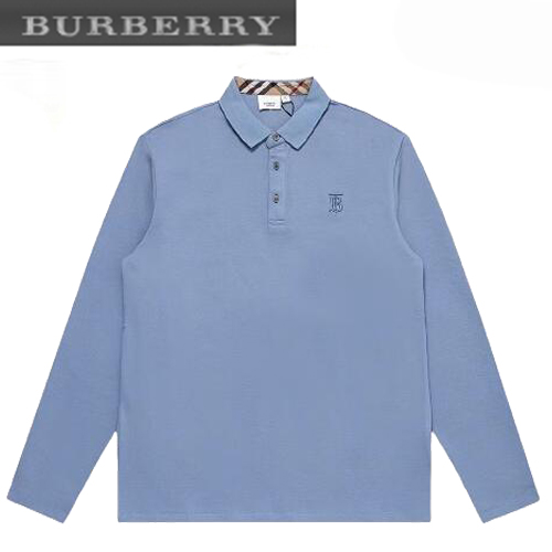 BURBERRY-07293 버버리 블루 TB 로고 장식 긴팔 폴로 티셔츠 남성용