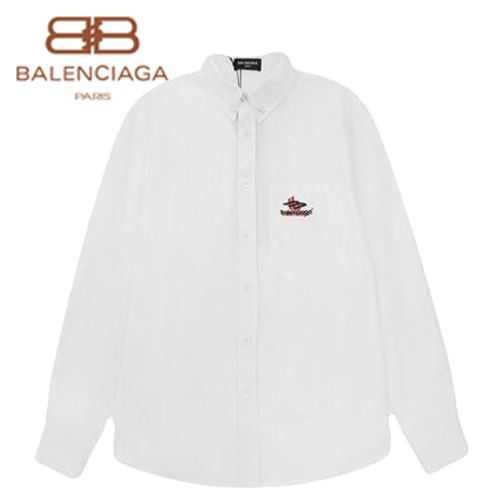 BALENCIAGA-10105 발렌시아가 화이트 프린트 장식 셔츠 남성용