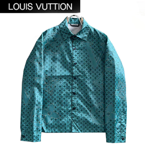 LOUIS VUITTON-02275 루이비통 민트그린 모노그램 스터드 장식 셔츠 남성용