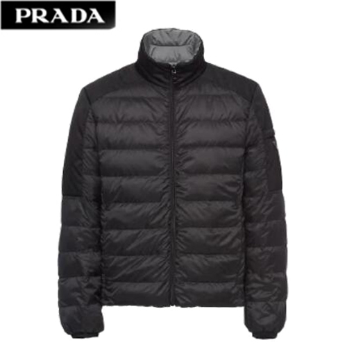 PRADA-11105 프라다 블랙/그레이 트라이앵글 로고 양면 패딩 남성용