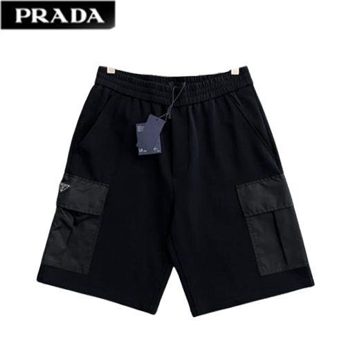 PRADA-05103 프라다 블랙 트라이앵글 로고 스웨트쇼츠 남성용