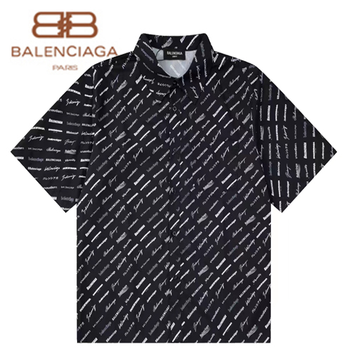 BALENCIAGA-05195 발렌시아가 블랙 프린트 장식 반팔 셔츠 남성용