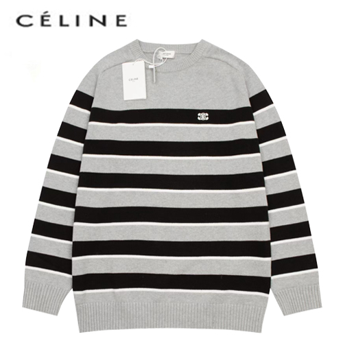 CELINE-08245 셀린느 그레이/블랙 스트라이프 장식 스웨터 남여공용
