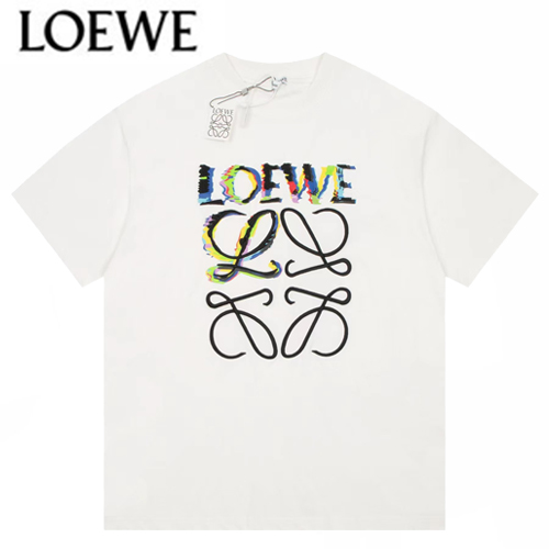 LOEWE-03224 로에베 화이트 프린트 장식 티셔츠 남여공용