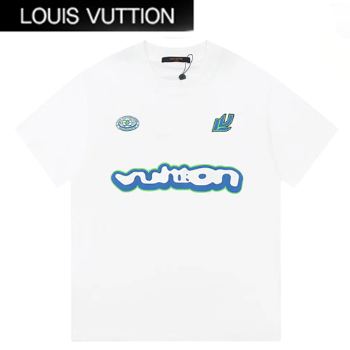 LOUIS VUITTON-07165 루이비통 화이트 프린트 장식 티셔츠 남여공용