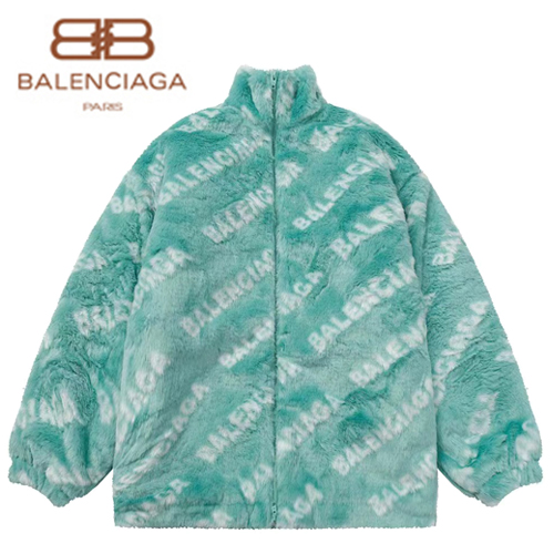 BALENCIAGA-11025 발렌시아가 민트 그린 시어링 재킷 남여공용