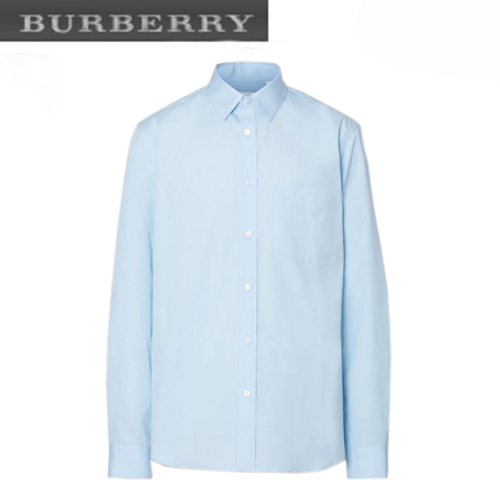 BURBERRY-80113691 버버리 페일 블루 모노그램 모티프 스트레치 코튼 포플린 셔츠