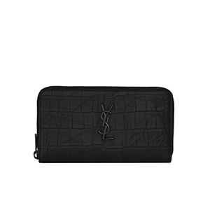 [스페셜오더]SAINT LAURENT-529899 생 로랑 블랙 크로커다일 무늬 쉽스킨 라지 모노그램 지퍼 지갑