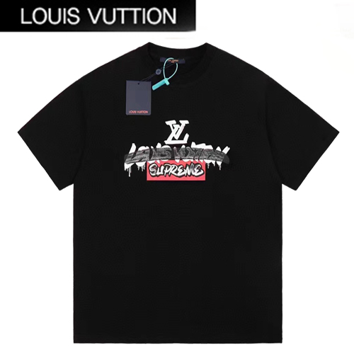 LOUIS VUITTON-03055 루이비통 블랙 프린트 장식 티셔츠 남성용