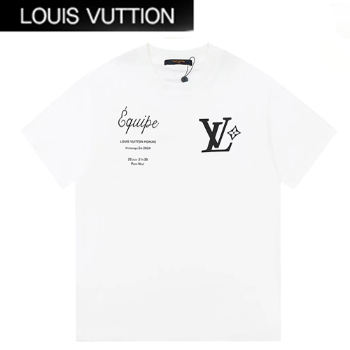 LOUIS VUITTON-07166 루이비통 화이트 프린트 장식 티셔츠 남여공용