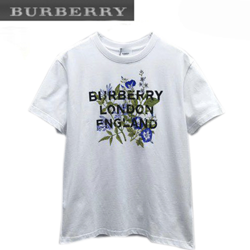 BURBERRY-07066 버버리 화이트 프린트 장식 티셔츠 남성용