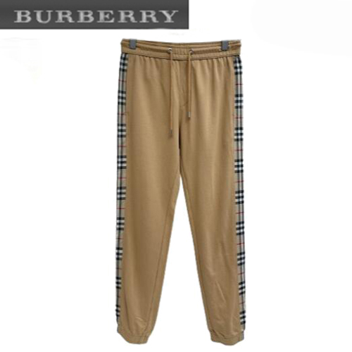 BURBERRY-03286 버버리 베이지 체크 무늬 장식 스웨트팬츠 남성용
