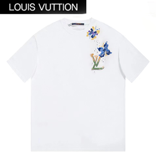 LOUIS VUITTON-06266 루이비통 화이트 프린트 장식 티셔츠 남여공용
