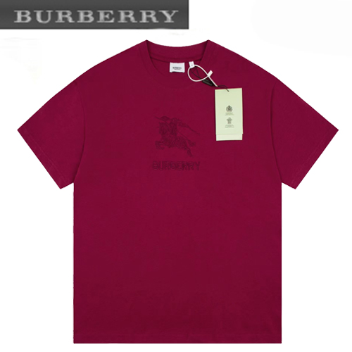 BURBERRY-07164 버버리 버건디 아플리케 장식 티셔츠 남여공용