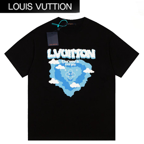 LOUIS VUITTON-06156 루이비통 블랙 프린트 장식 티셔츠 남여공용