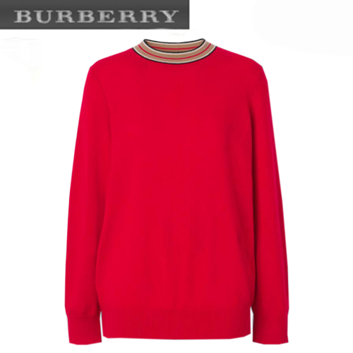 BURBERRY-80488321 버버리 레드 스트라이프 디테일 캐시미어 스웨터