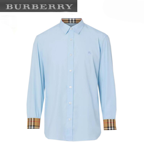 BURBERRY-80087041 버버리 페일 블루 코튼 스트레치 포플린 셔츠