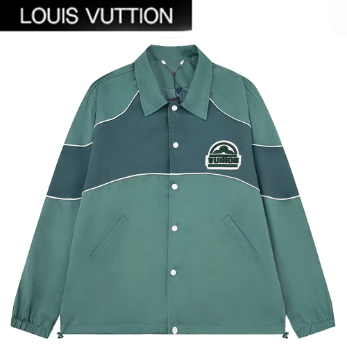 LOUIS VUITTON-09145 루이비통 그린 아플리케 장식 캐쥬얼 셔츠 남여공용