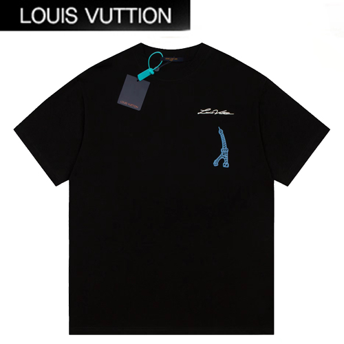 LOUIS VUITTON-07165 루이비통 블랙 프린트 장식 티셔츠 남여공용