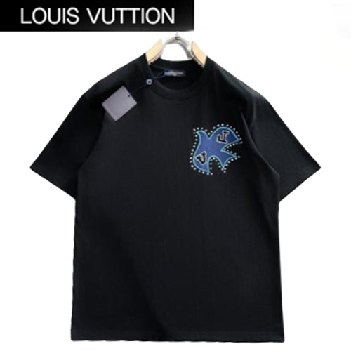 LOUIS VUITTON-03196 루이비통 블랙 프린트 장식 티셔츠 남성용