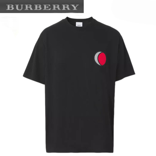 BURBER**-80455021 버버리 블랙 배지 아플리케 티셔츠