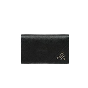 [스페셜오더]PRADA-2MC122 프라다 사피아노 가죽 메탈 로고 블랙 카드 지갑