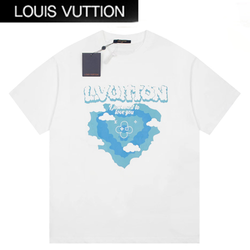 LOUIS VUITTON-06157 루이비통 화이트 프린트 장식 티셔츠 남여공용