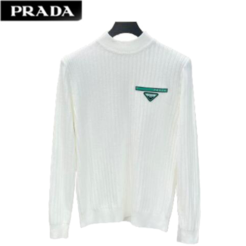 PRADA-01107 프라다 화이트 러버 트라이앵글 로고 스웨터 남성용