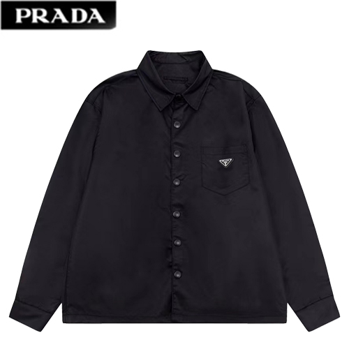 PRADA-09146 프라다 블랙 트라이앵글 로고 셔츠 남여공용