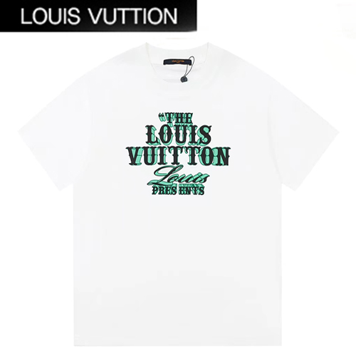 LOUIS VUITTON-07125 루이비통 화이트 프린트 장식 티셔츠 남여공용