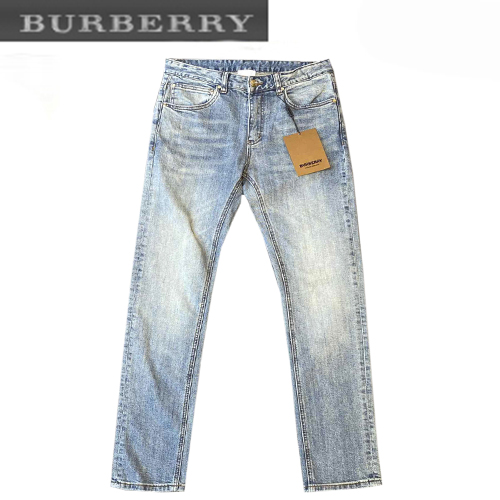 BURBERRY-02266 버버리 라이트 블루 TB 로고 아플리케 장식 청바지 남성용