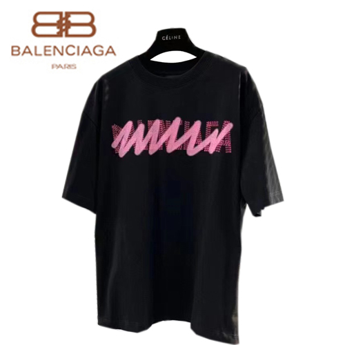BALENCIAGA-07155 발렌시아가 블랙 프린트 장식 티셔츠 남여공용