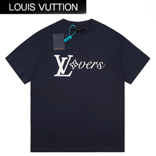 LOUIS VUITTON-07116 루이비통 네이비 프린트 장식 티셔츠 남여공용