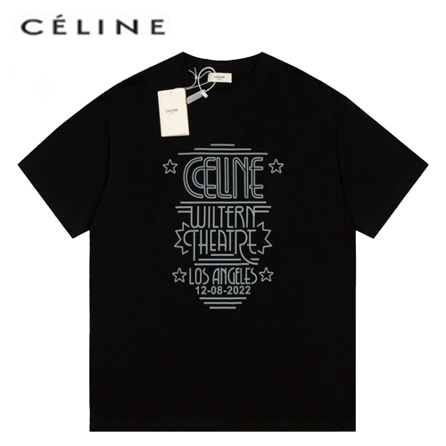 CELINE-07166 셀린느 블랙 프린트 장식 티셔츠 남여공용