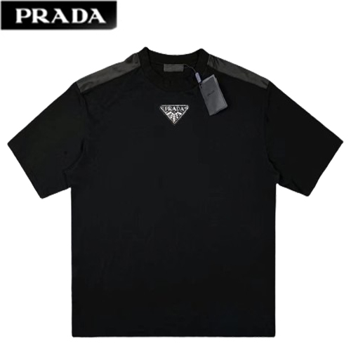 PRADA-06197 프라다 블랙 트라이앵글 로고 티셔츠 남성용