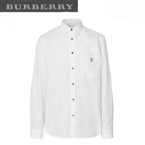 BURBERRY-80113691 버버리 화이트 모노그램 모티프 스트레치 코튼 포플린 셔츠