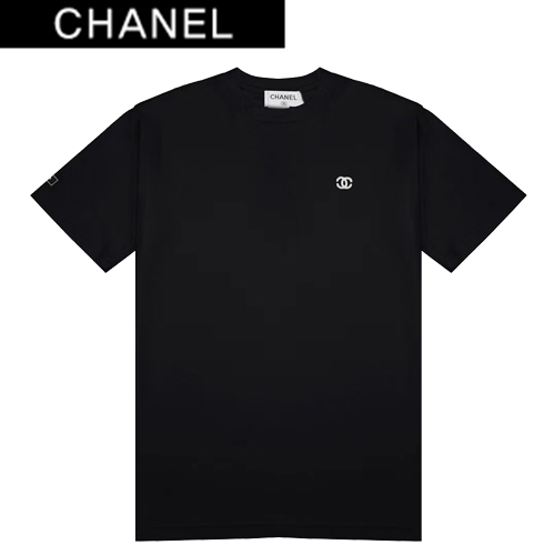 CHANEL-03248 샤넬 블랙 CC 로고 디테일 티셔츠 남여공용
