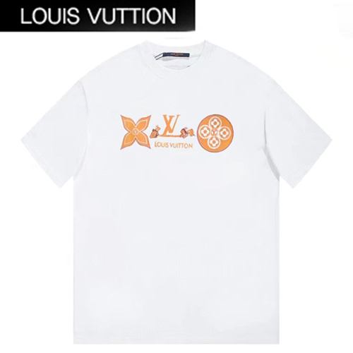 LOUIS VUITTON-06268 루이비통 화이트 프린트 장식 티셔츠 남여공용