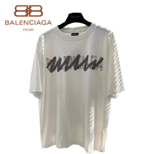 BALENCIAGA-07156 발렌시아가 화이트 프린트 장식 티셔츠 남여공용